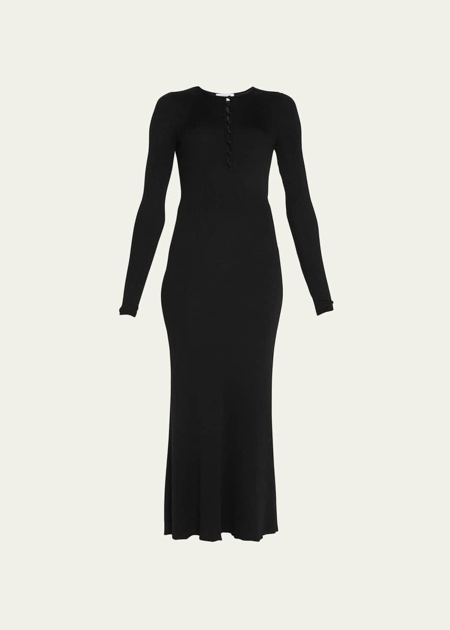 Image 1 of 1: Johanna Henley Cashmere Rib Maxi Dress