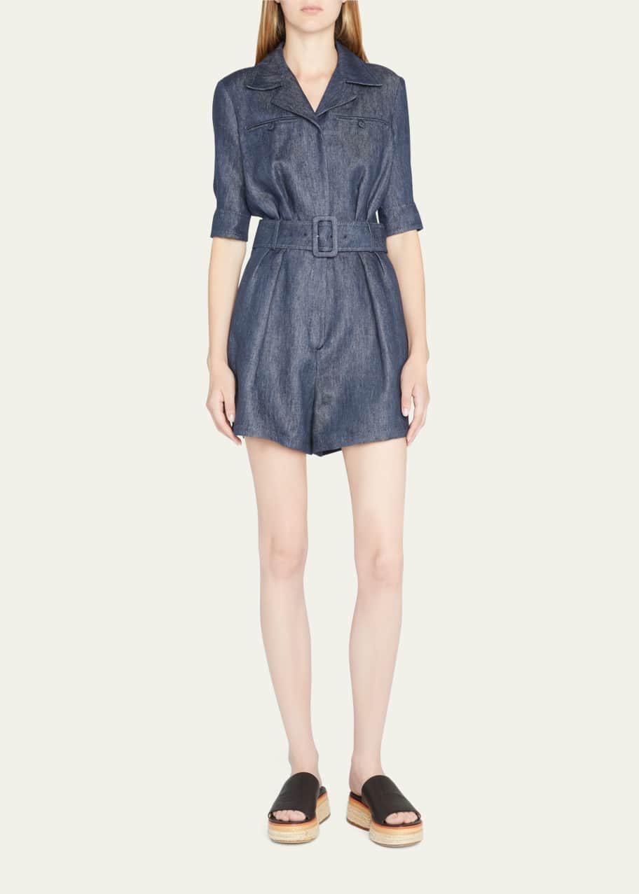 Walker Denim Belted Short Jumpsuit
