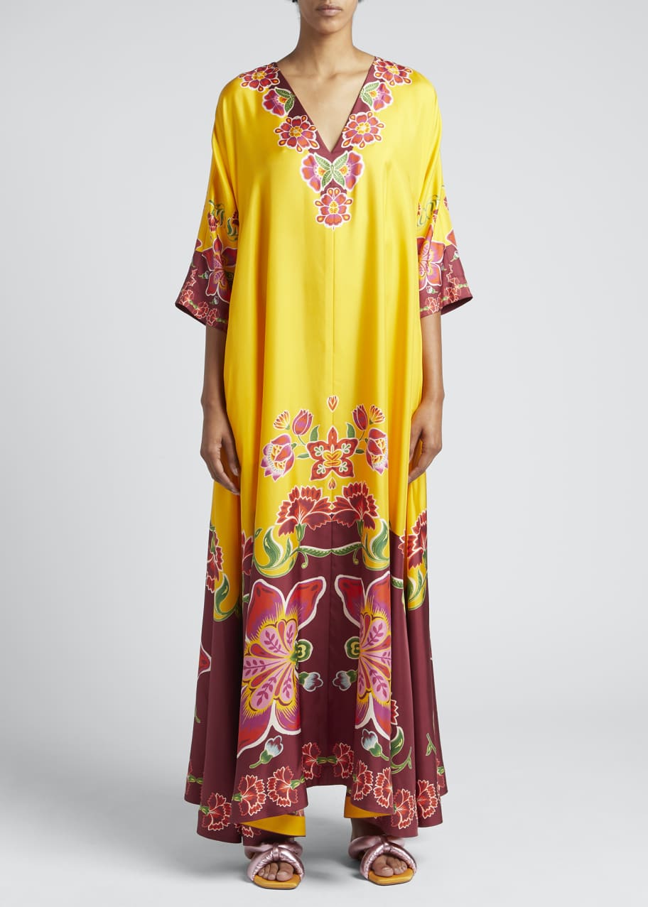 La DoubleJ Muumuu Floral-Print Silk Maxi Dress - Bergdorf Goodman