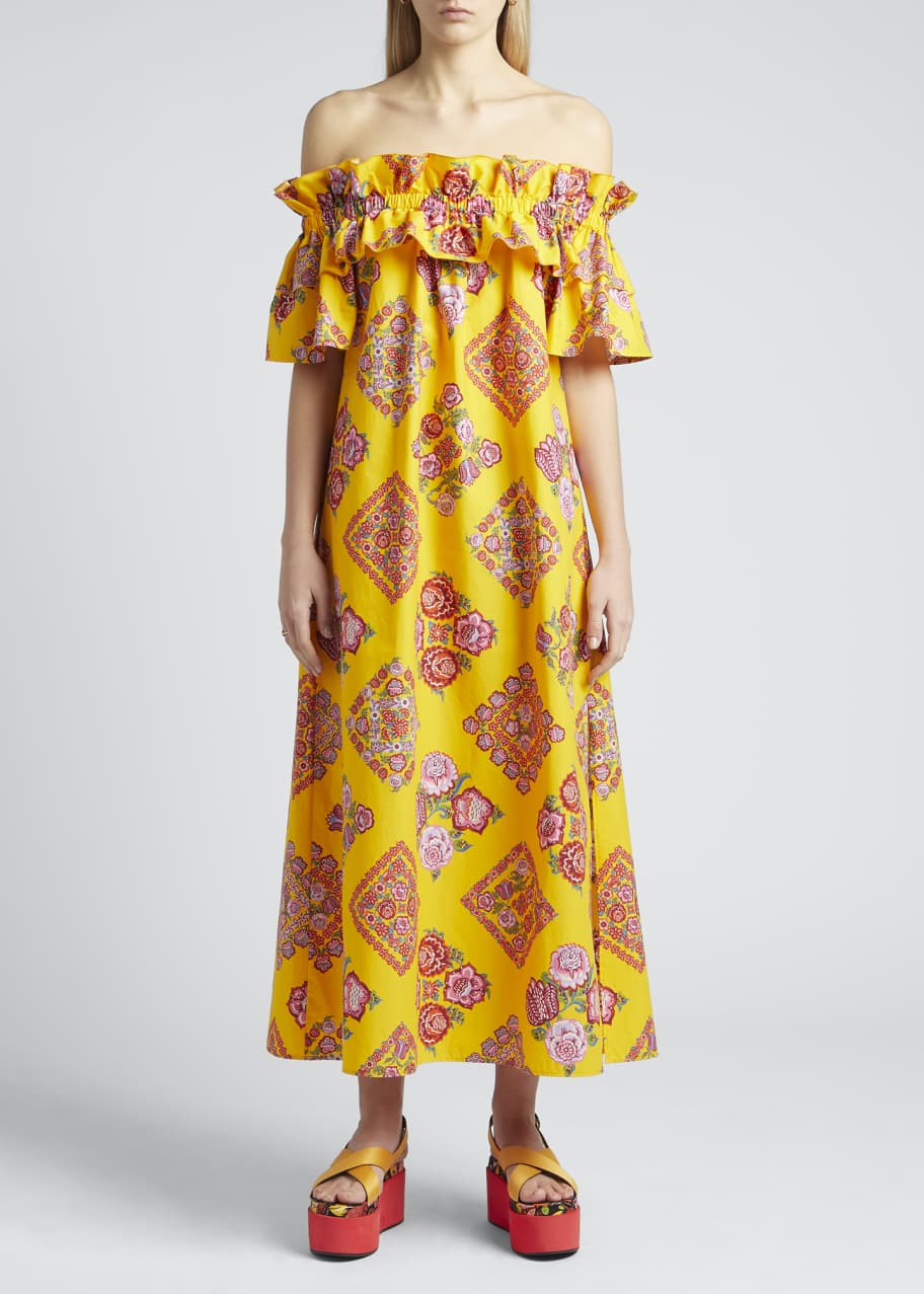 Image 1 of 1: Breakfast Off-the-Shoulder Floral Maxi Dress