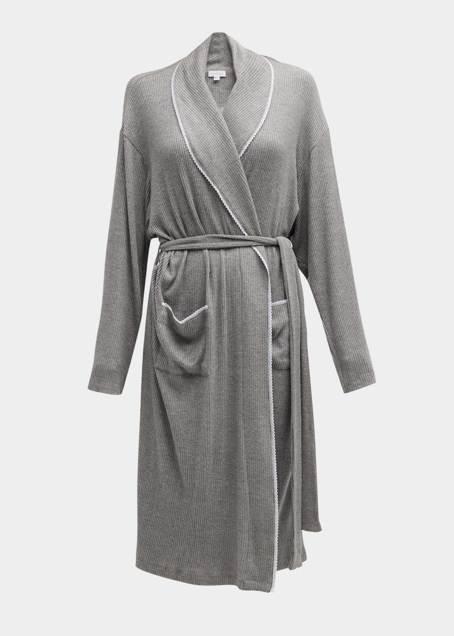 Andine Francesca Ribbed Lace-Trim Robe - Bergdorf Goodman