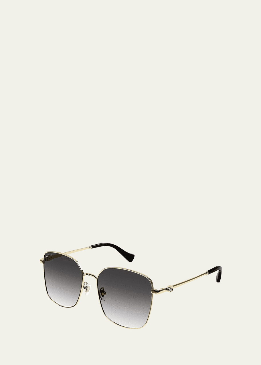 Image 1 of 1: Gradient GG Square Metal Sunglasses