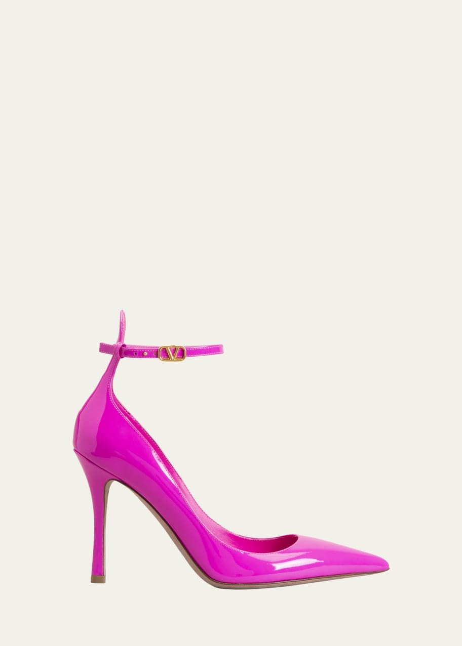 Valentino Garavani Tango Patent V Logo Ankle-Strap Pumps - Bergdorf Goodman