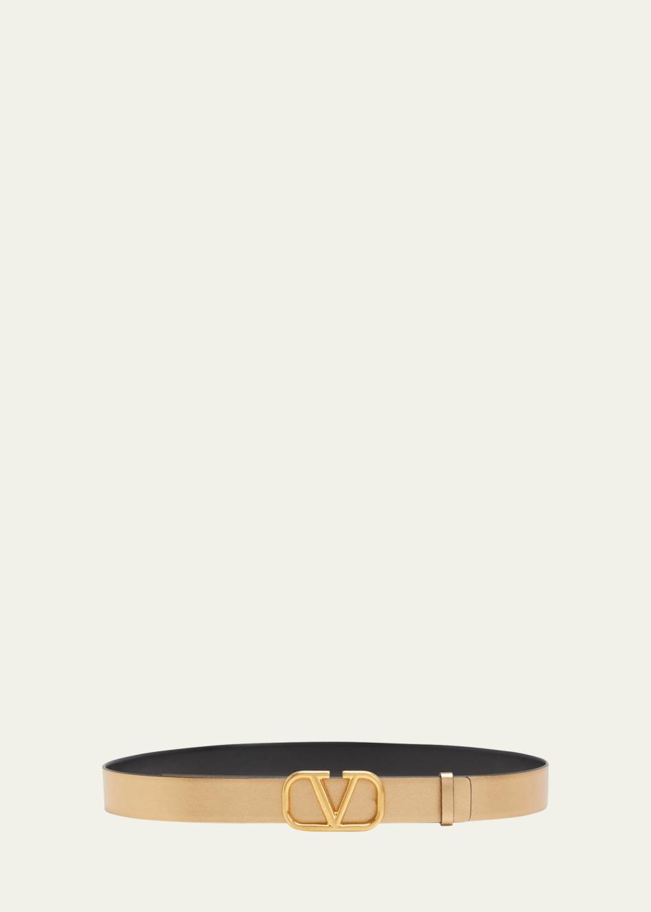 Valentino Garavani VLogo Reversible Leather Belt, 30mm  display picture 3