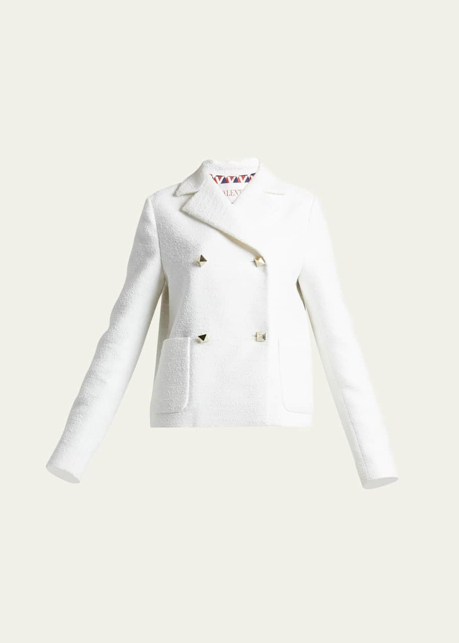 Valentino Garavani tweed double-breasted blazer - White