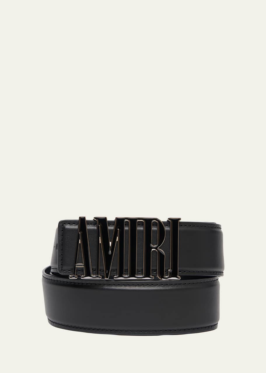 Amiri Men's Core Logo Leather Belt - Bergdorf Goodman
