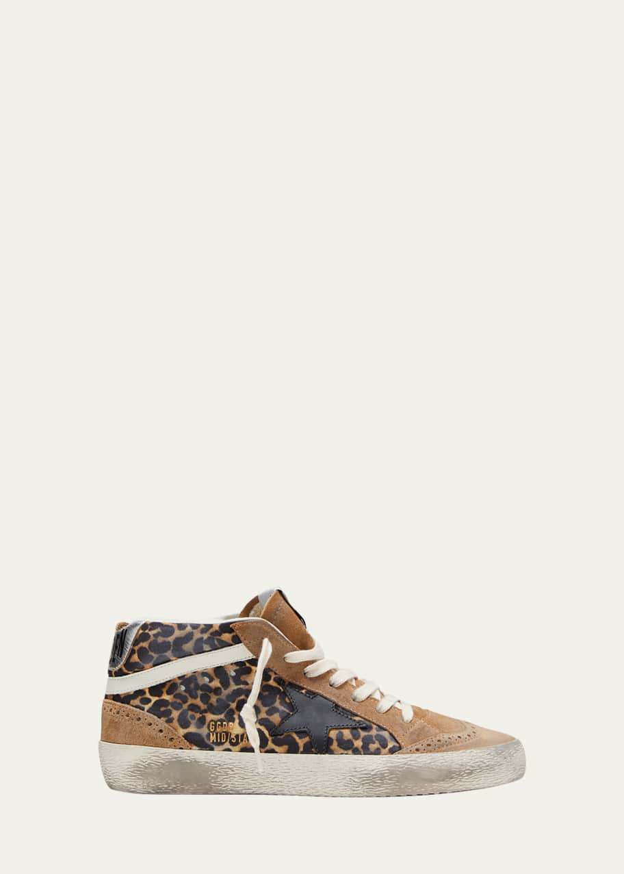 GOLDEN  MID STAR レオパード柄37 Golden Goose Mid Star Leopard-Print Suede Sneakers - Bergdorf Goodman