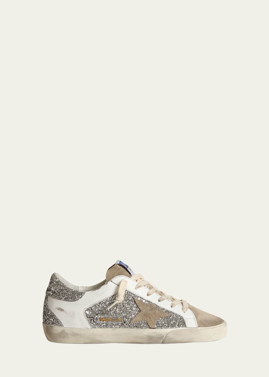 Image 1 of 1: Superstar Leather Glitter Low-Top Sneakers