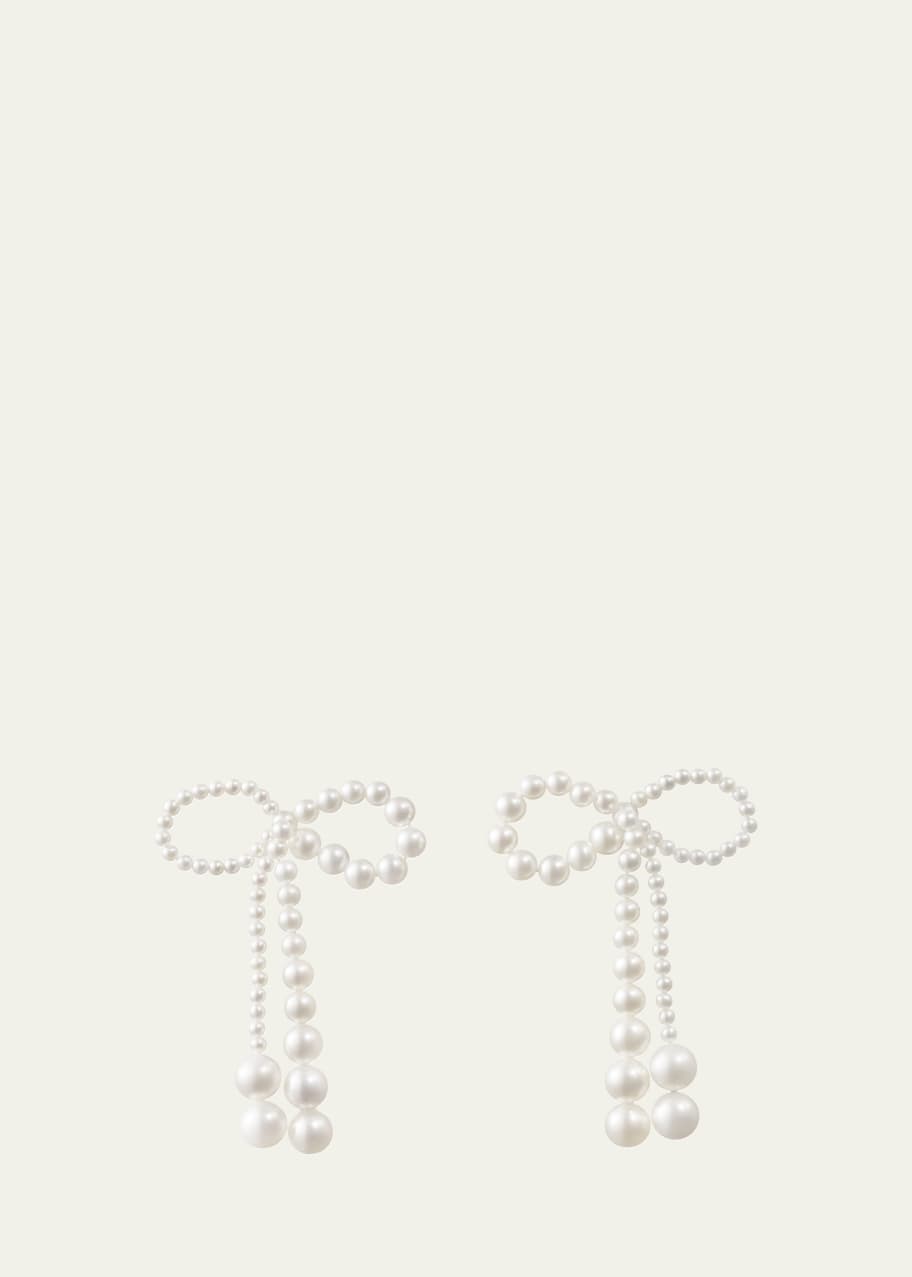 Image 1 of 1: Grande Rosette De Pearls Large Bow Earrings in Freshwater Pearls