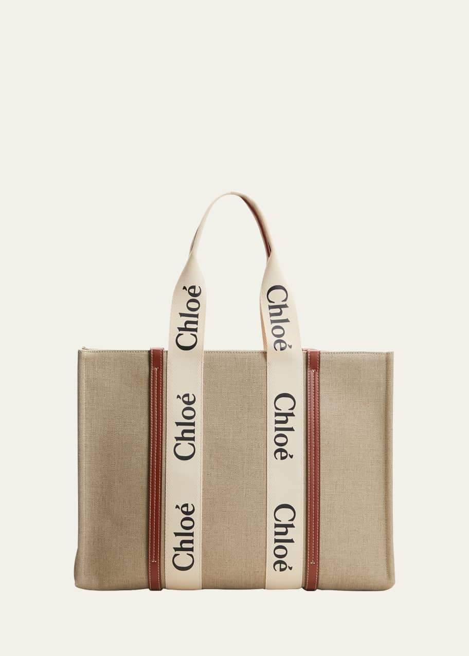 Image 1 of 1: Woody Large Tote Bag in Linen