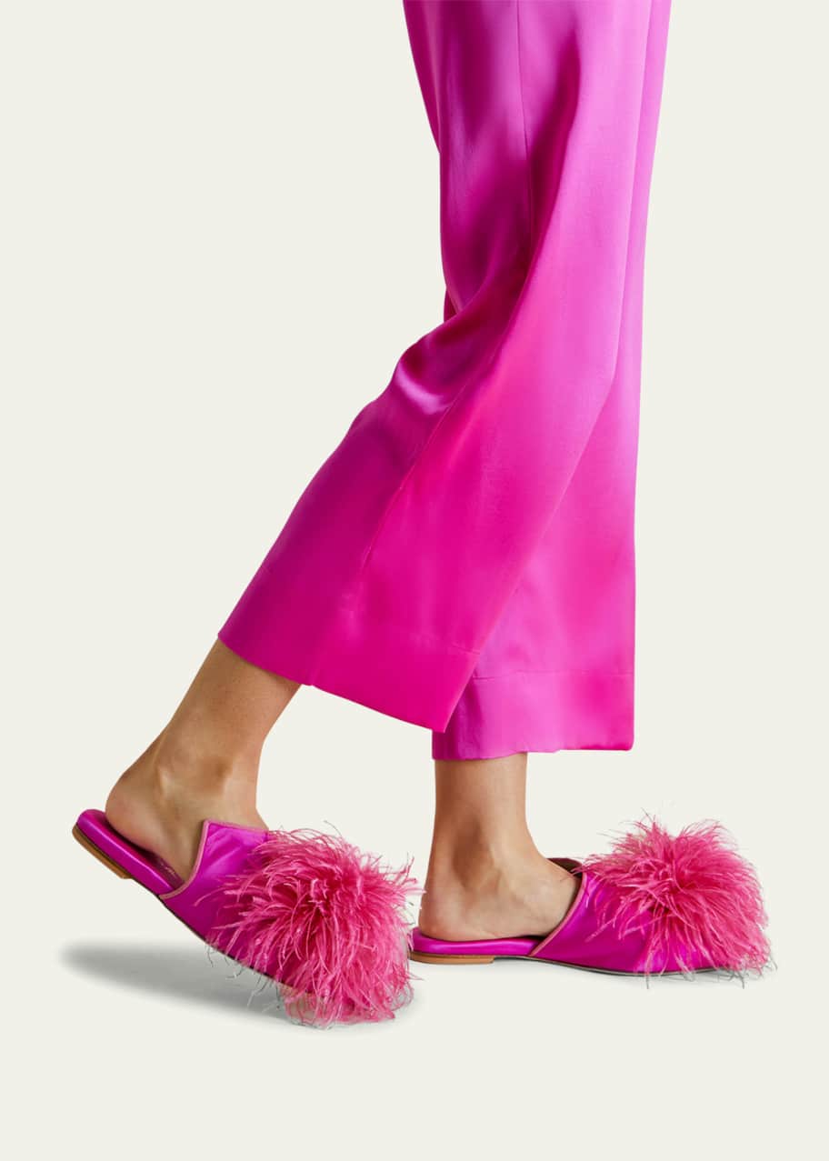 Feather pom pom slippers hotsell