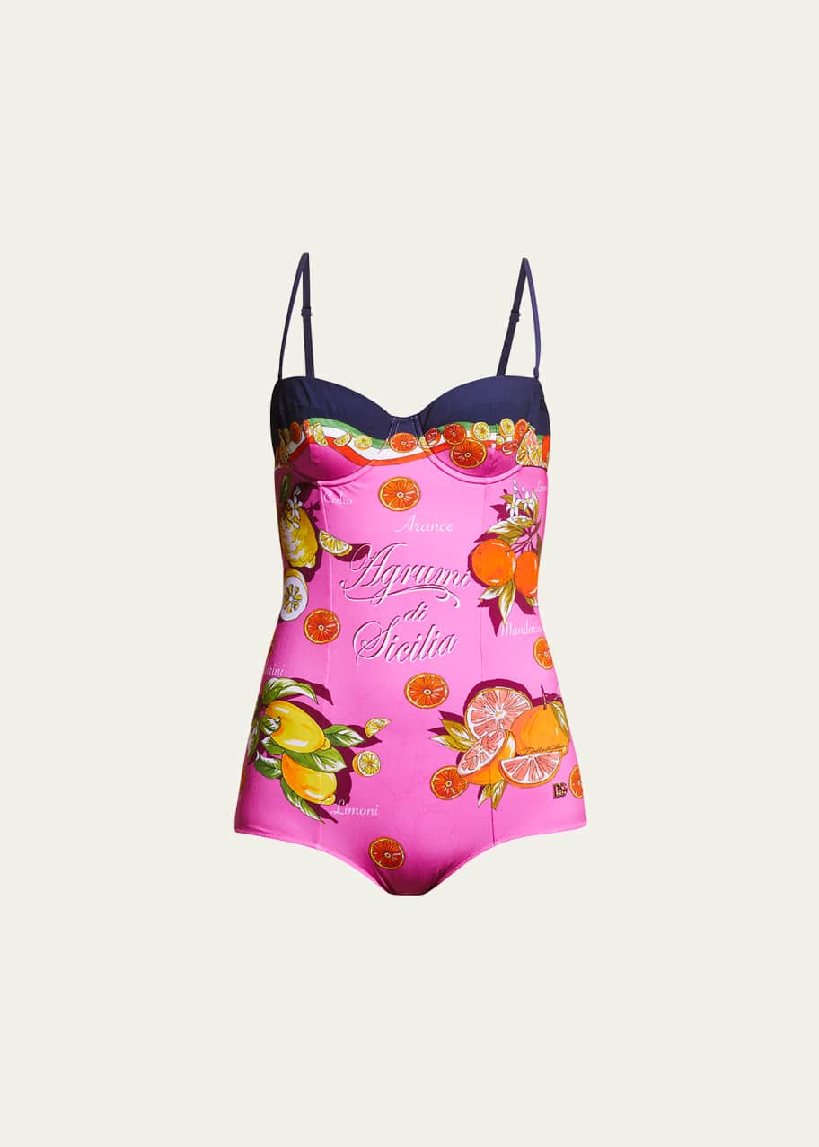 Dolce Gabbana Citrus Bustier One Piece Swimsuit Bergdorf Goodman