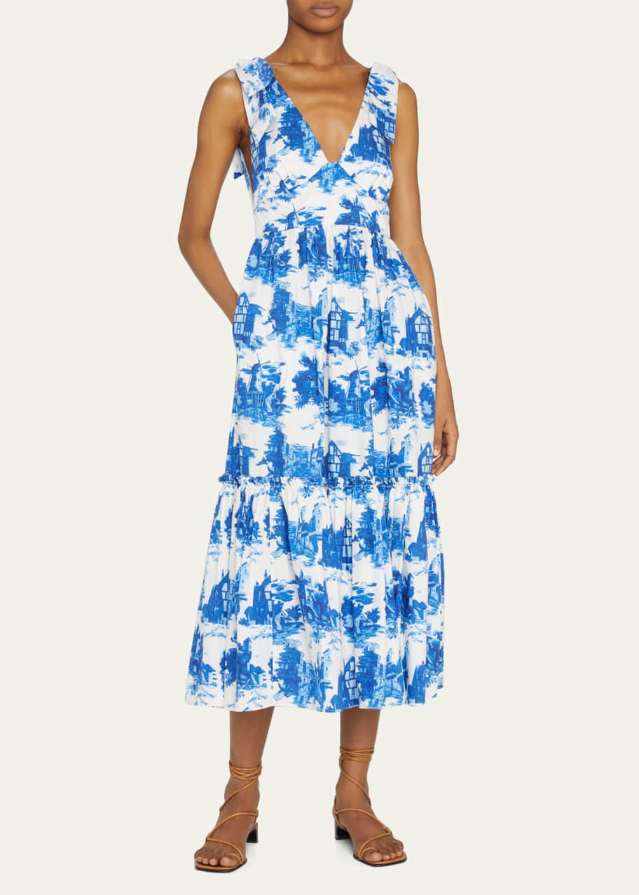 princess polly baby blue dress Blue Floral Poplin Maxi Dress | Purple Door Boutique main image 1