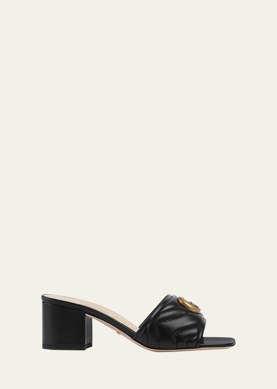 Gucci Marmont Quilted Medallion Mule Sandals Bergdorf Goodman