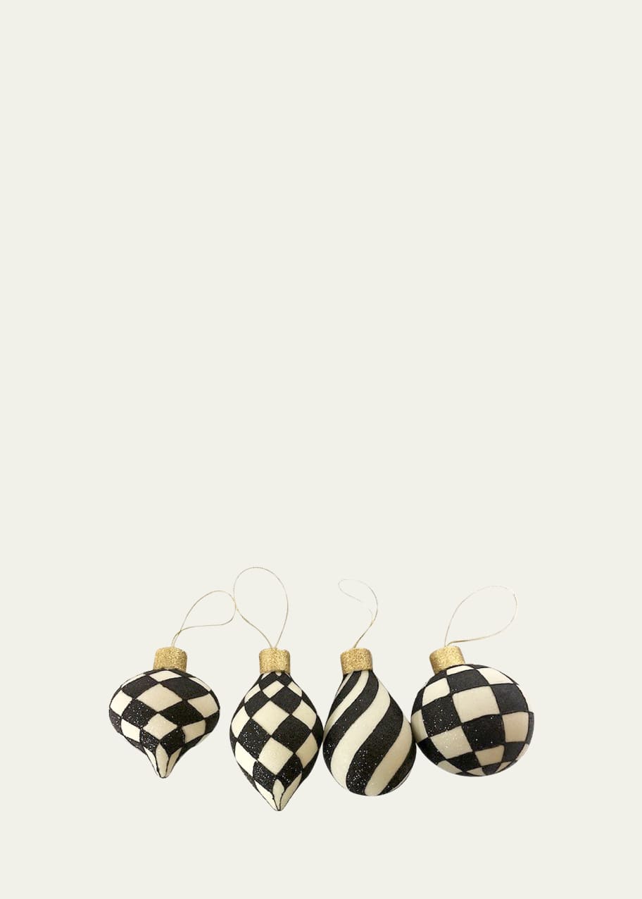 Image 1 of 1: Classic Courtly Glass Ornaments, Set of 4