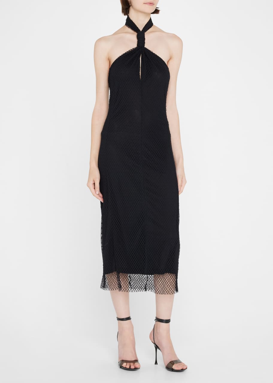sachin and babi light blue dress Helmut Lang Mesh Halter Bodycon Midi Dress