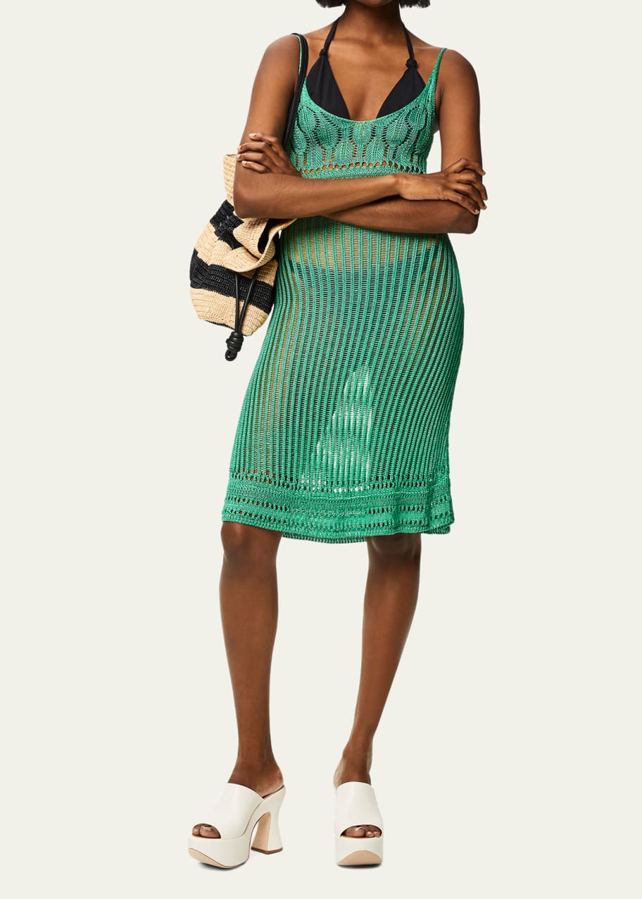 Loewe x Paula's Ibiza Open-Knit Body-Con Midi Dress - Bergdorf Goodman