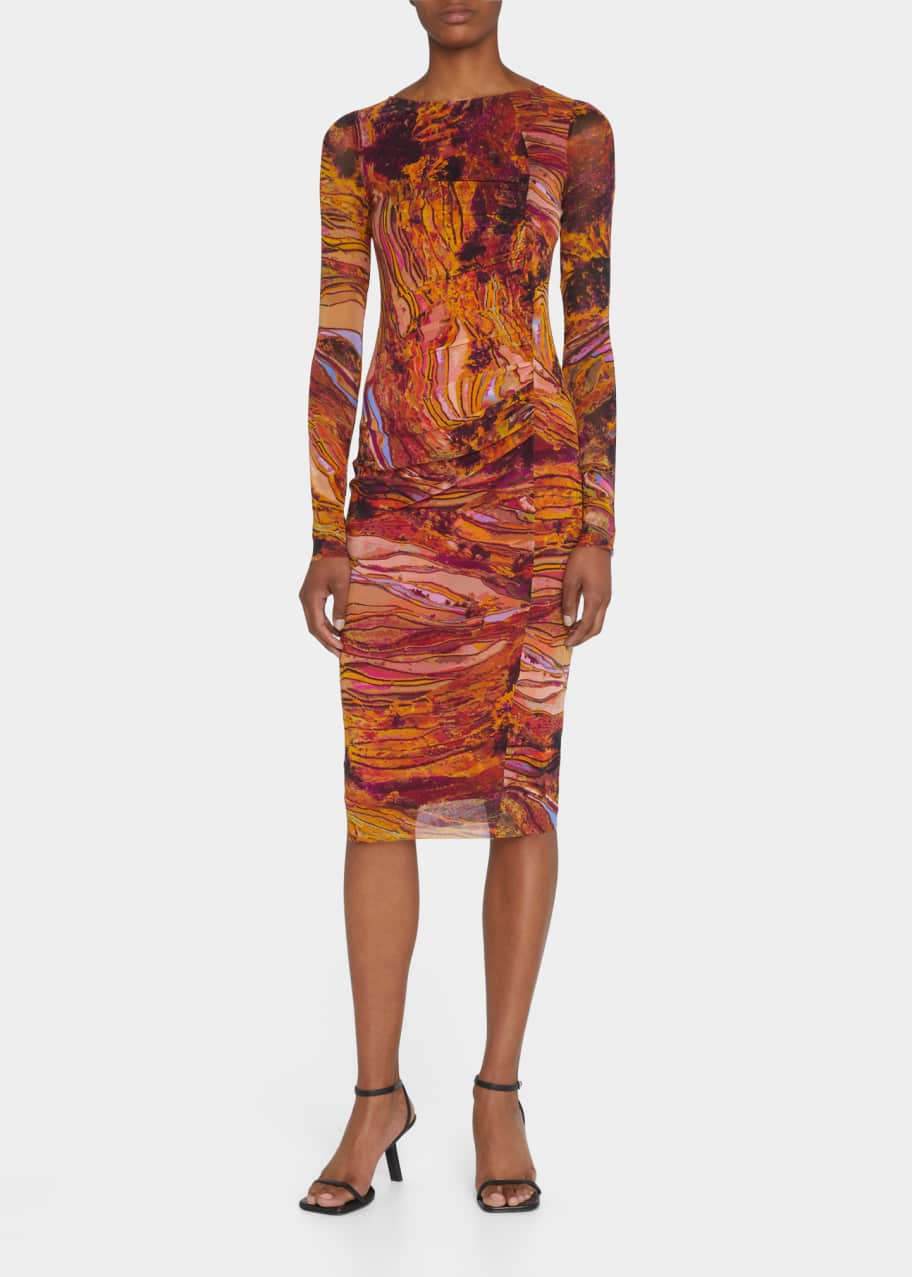 fuzzi designer dresses Fuzzi Sleeveless Floral-Print Tulle Maxi Dress, Lettuce, Women's, Small, Casual & Work Dresses Maxi Dresses