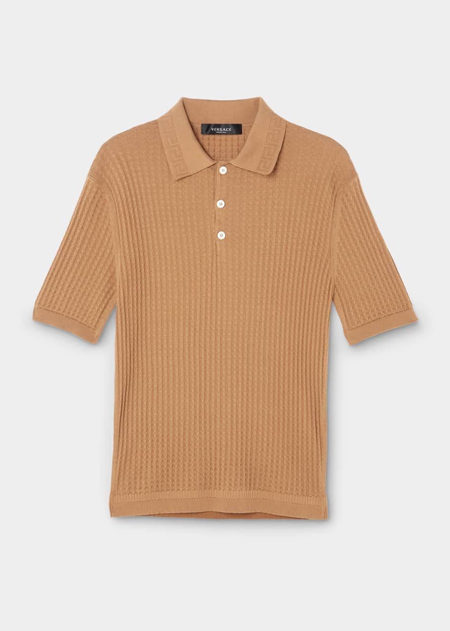 Versace Men's WaffleKnit Polo Shirt Bergdorf Goodman