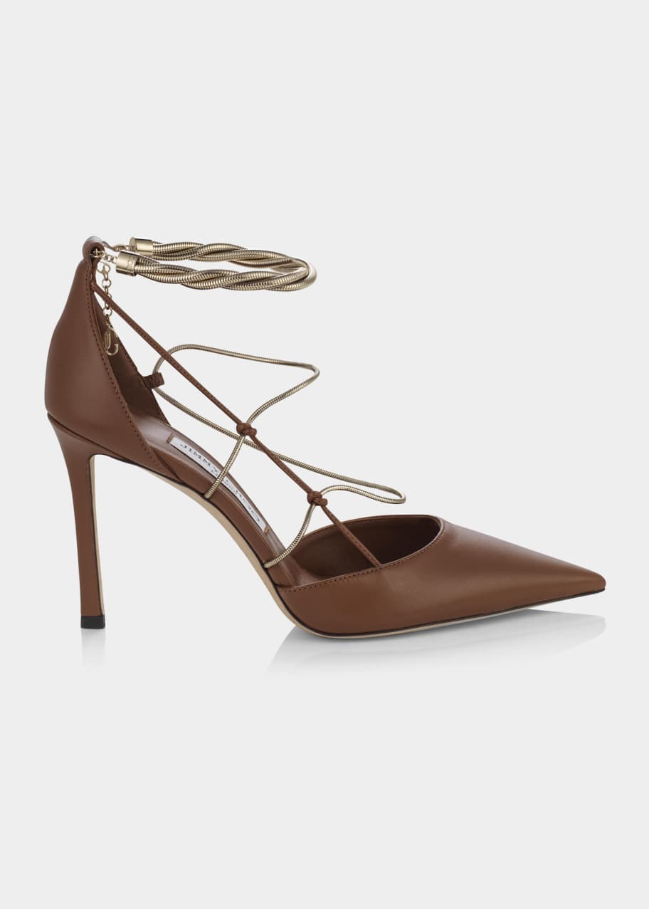 Jimmy Choo Olesia Ankle-Chain Leather Pumps - Bergdorf Goodman