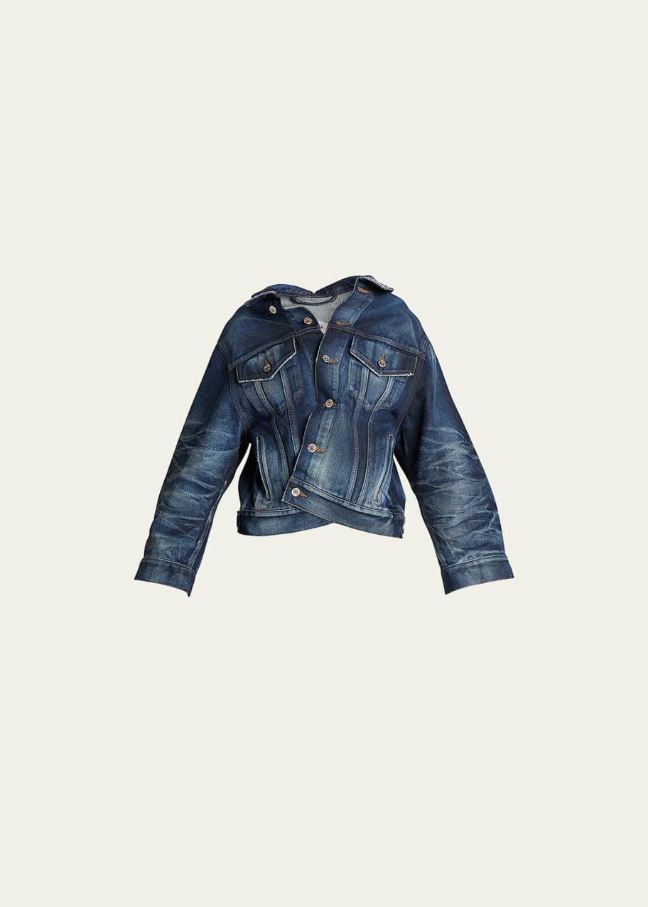 Balenciaga Asymmetric Denim Swing Jacket - Bergdorf Goodman