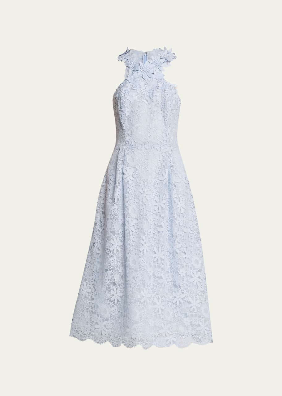princess polly baby blue dress Adrianna Papell Women's Mesh Long-Sleeve Crepe Gown main image 1