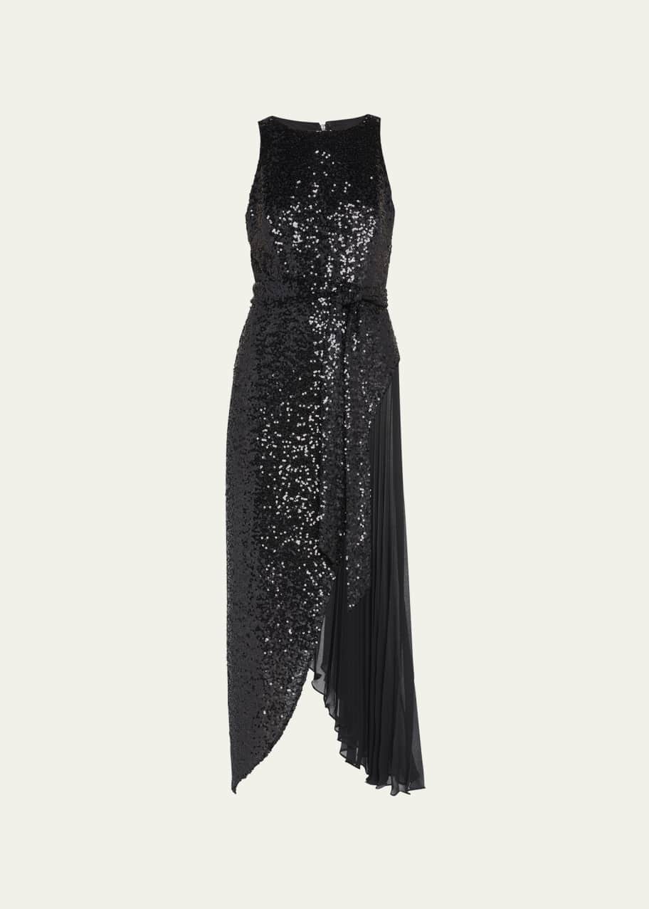 backless black maxi dress Vintage Badgley Mischka Black Evening Dress W Green Beads & Sequins – Modig main image 0