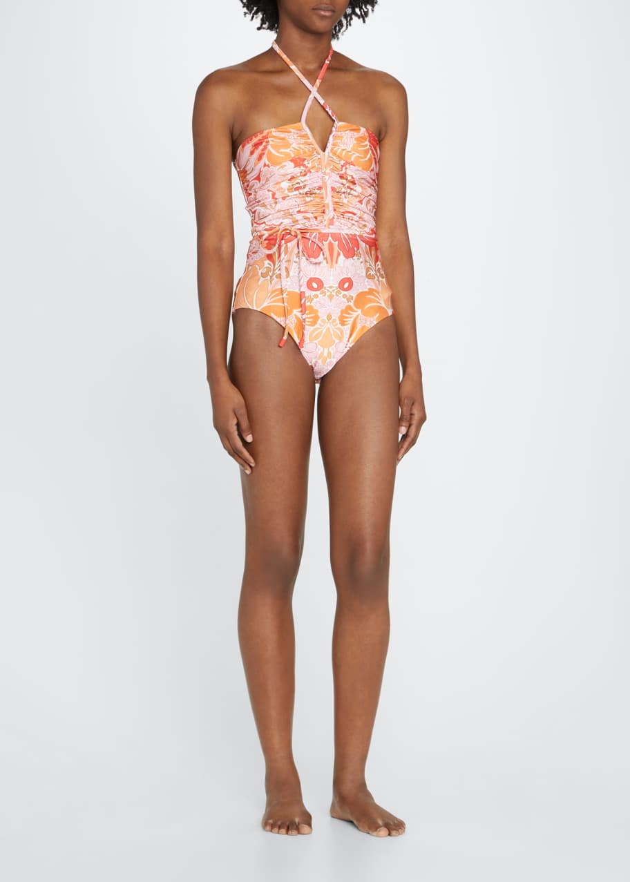Zimmermann Violet Ruched Halter One Piece Swimsuit Bergdorf Goodman