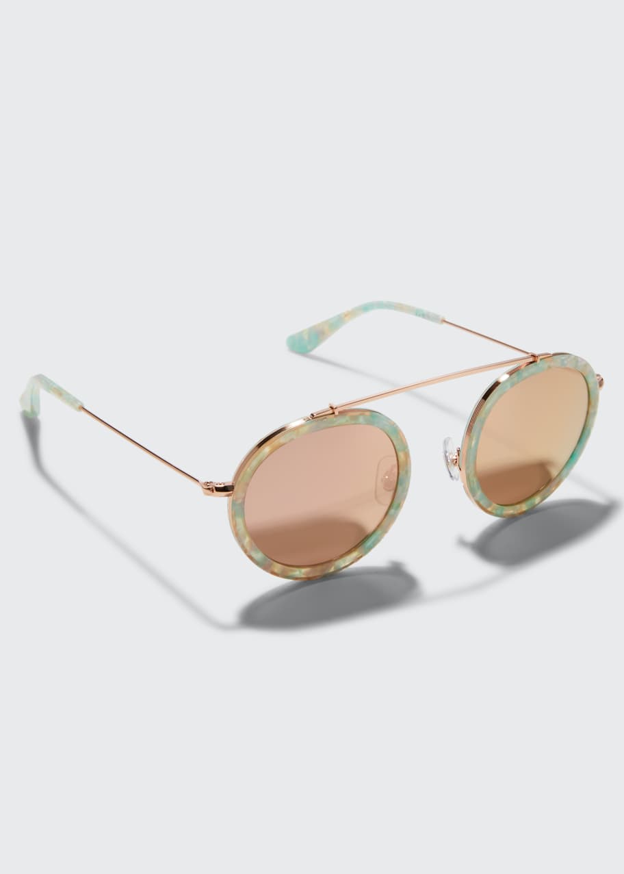KREWE Conti Round Acetate & Metal Sunglasses Bergdorf Goodman