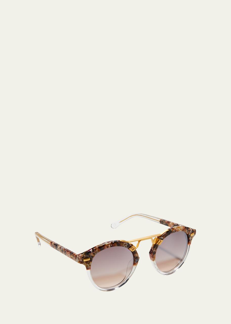 KREWE STL II Round Acetate & Metal Sunglasses - Bergdorf Goodman display picture 2