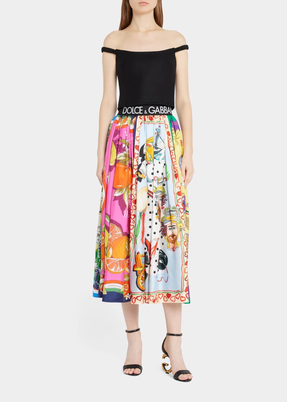 Image 1 of 1: Logo Band Paneled Midi Skirt