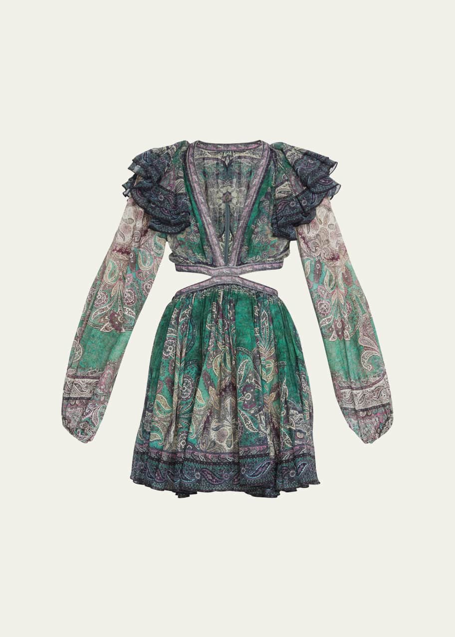 green emerald velvet dress Zimmermann High Tide Eyelet Mini Dress in Green Sailboats main image 0