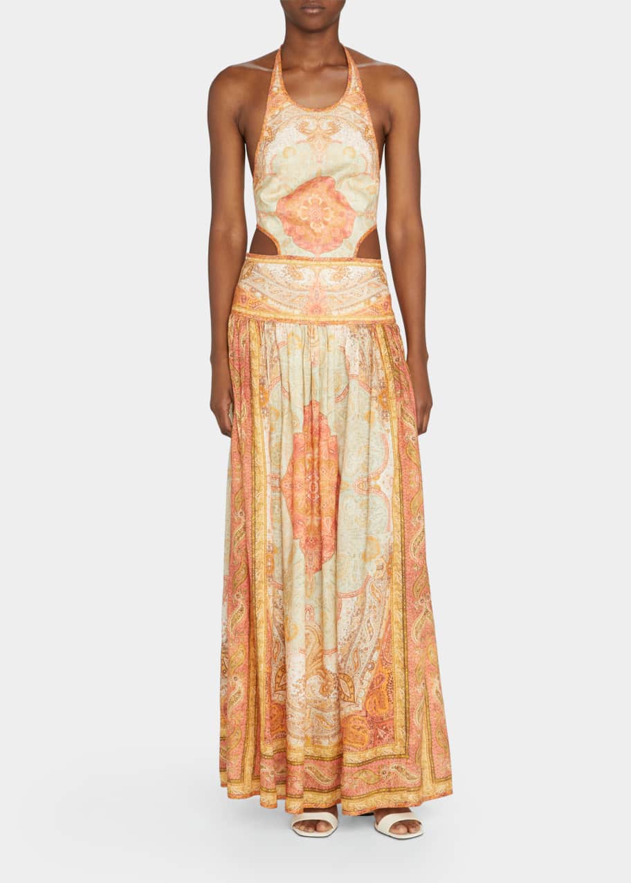 fitted lace wedding dress Zimmermann maxi linen golden plunge dress with from – Urbanheer main image 1