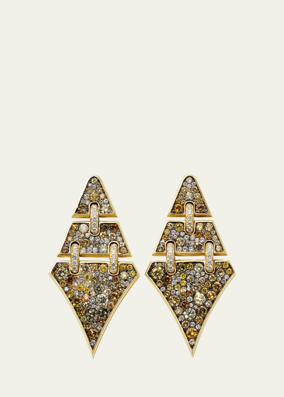 Jared Lehr Yellow Gold Triangular Earrings with Diamonds Bergdorf Goodman