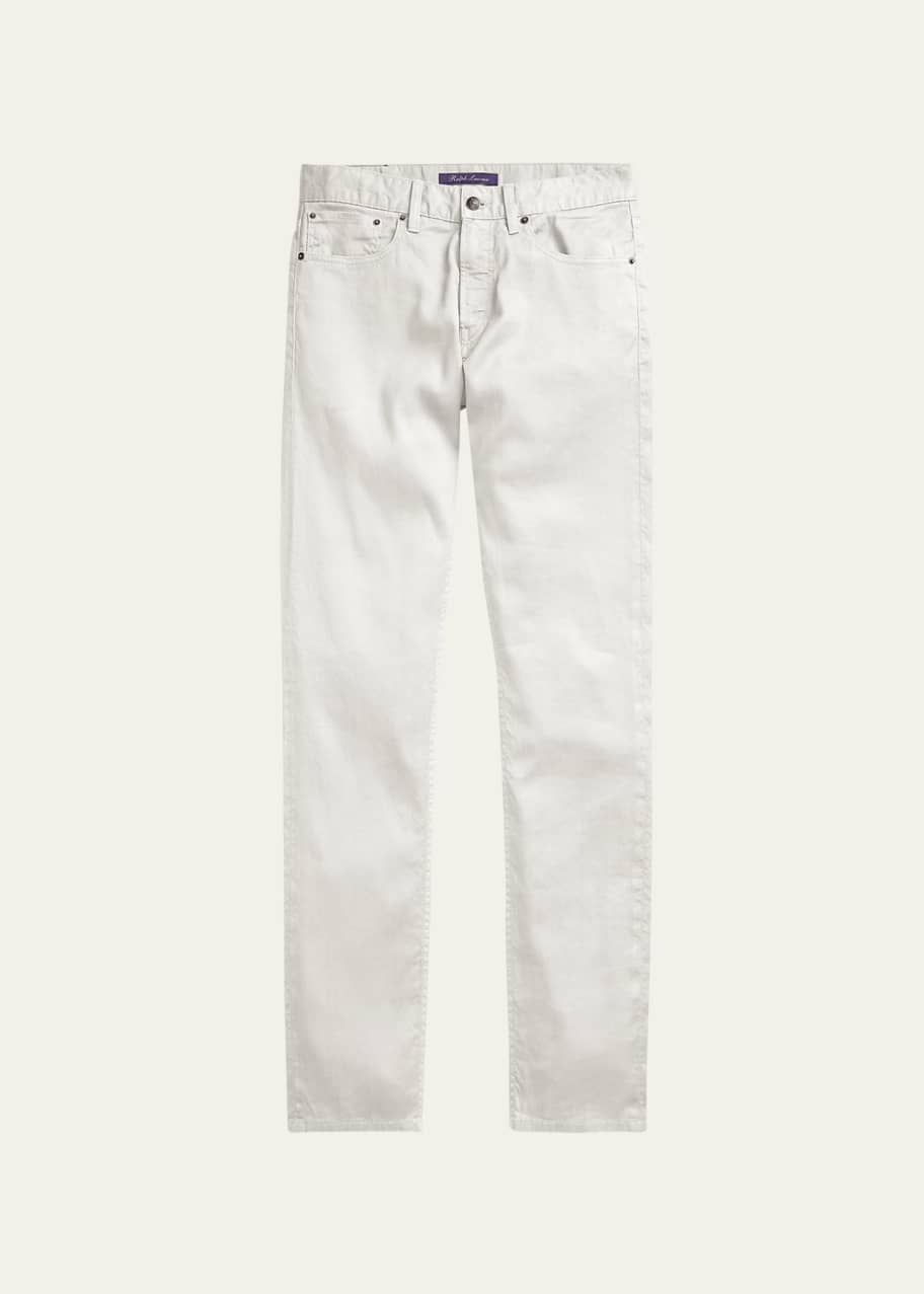 Image 1 of 1: Men's Slim Fit Linen-Cotton Stretch Jeans