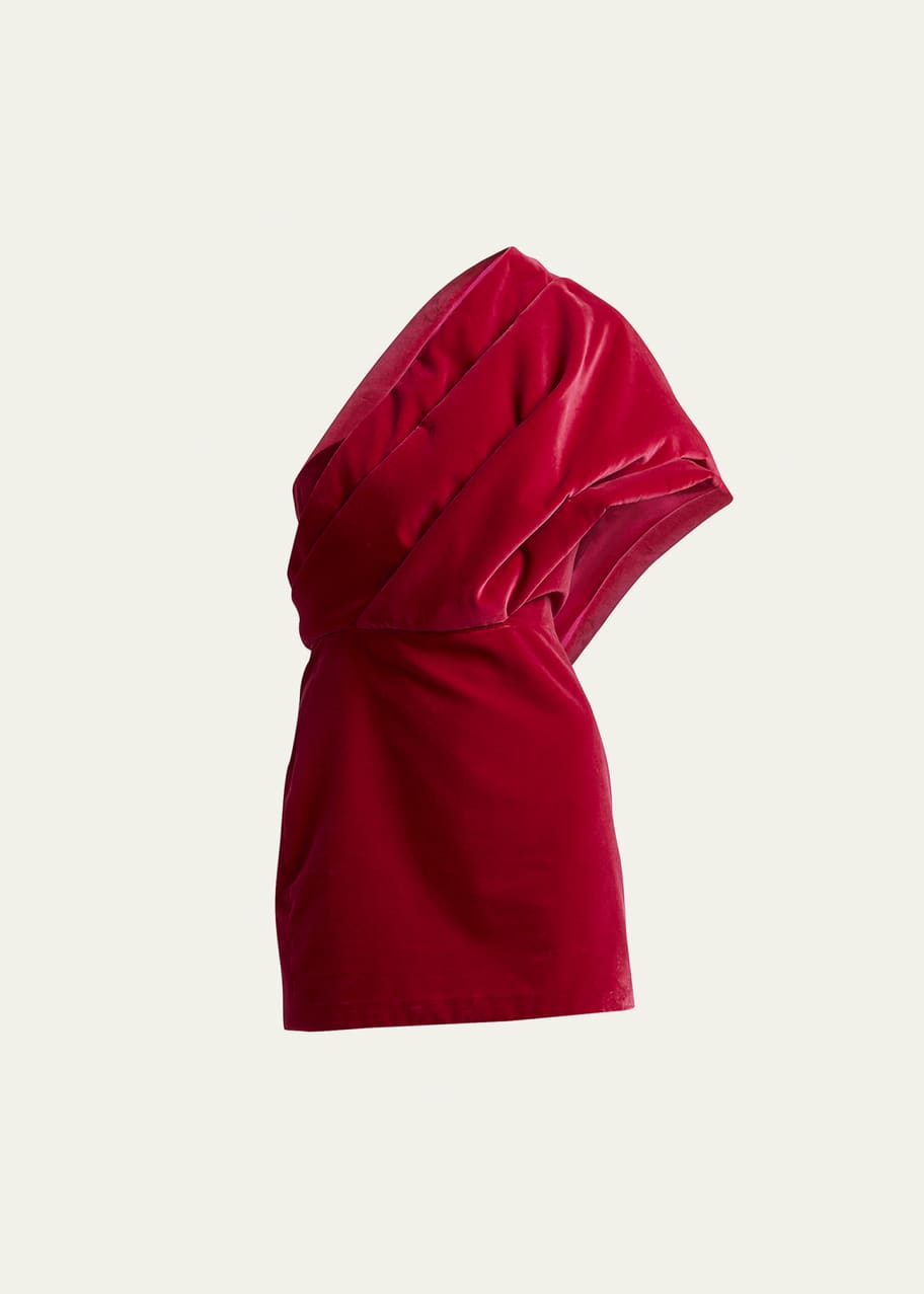 TOM FORD Draped One-Shoulder Velvet Mini Dress - Bergdorf Goodman