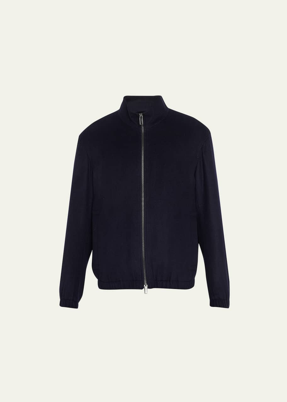 Men s Wool Cashmere Zip Bomber Jacket