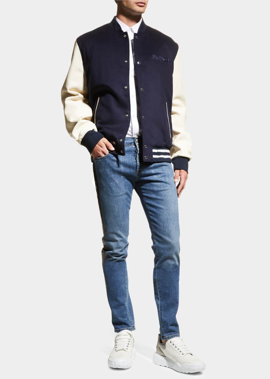 Men s Leather Sleeve Varsity Jacket
