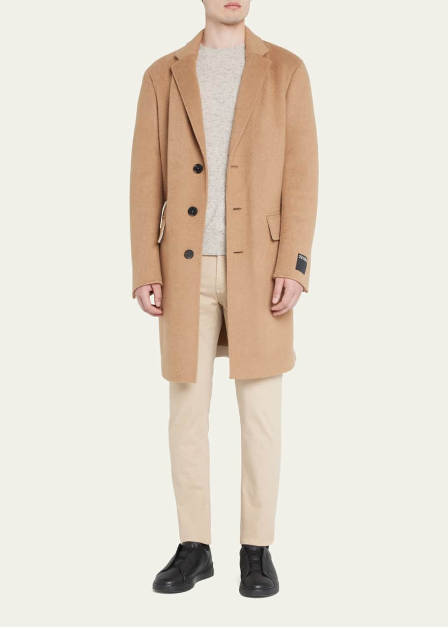 ZEGNA Men's Camel Jersey Topcoat - Bergdorf Goodman