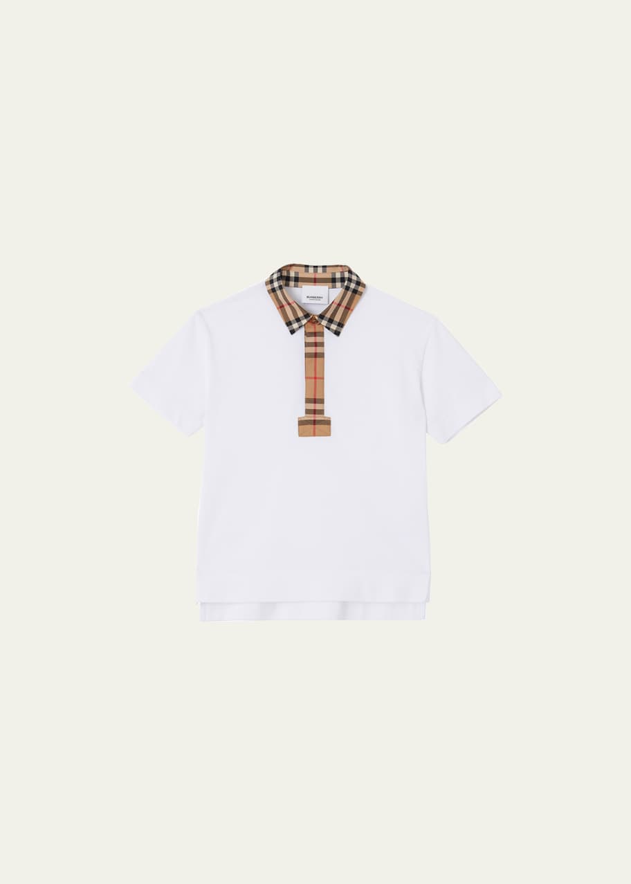 Image 1 of 1: Boy's Johane Check Short Sleeve Polo Shirt, Size 3-14
