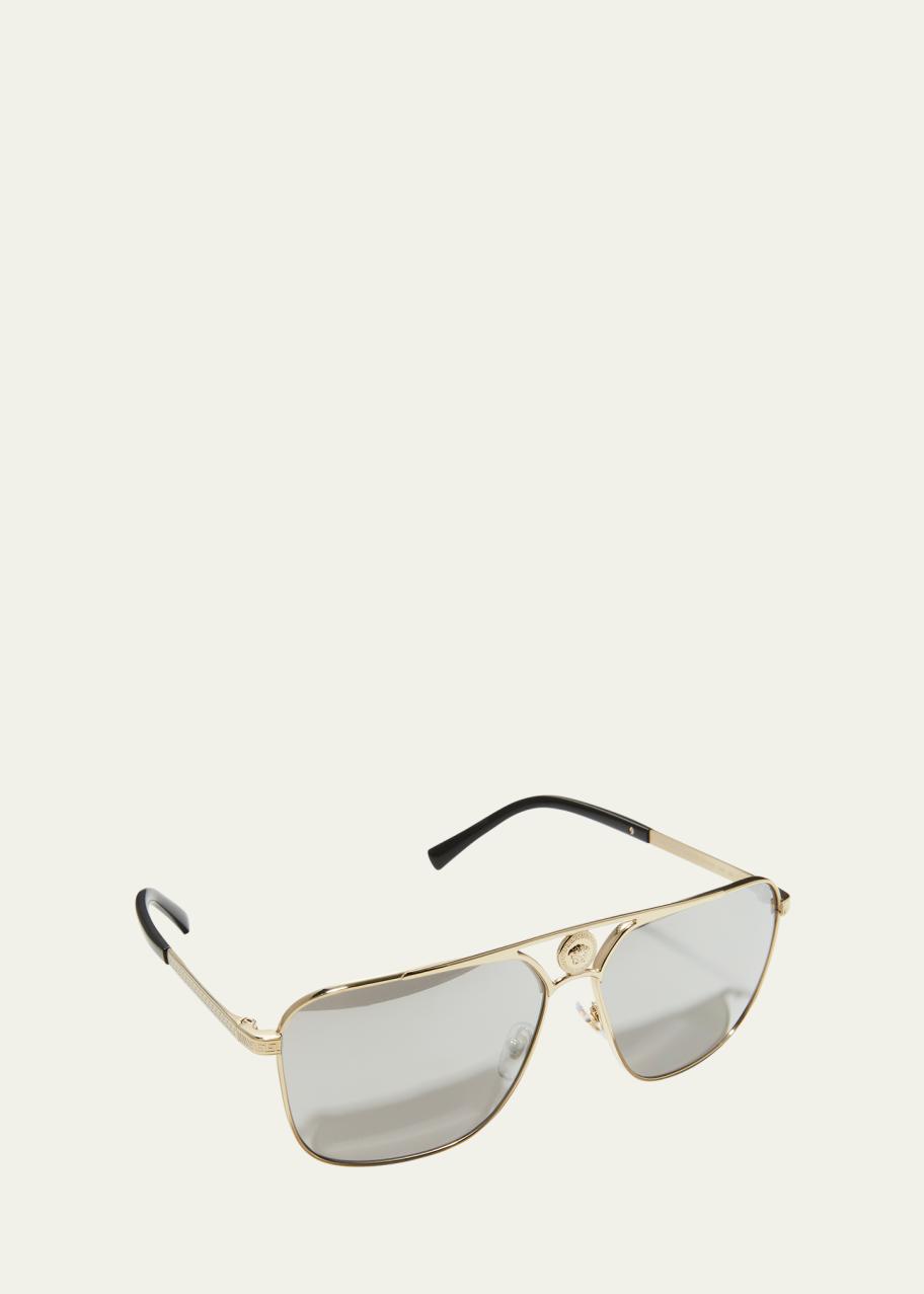 Versace Medusa Mirrored Plastic & Metal Aviator Sunglasses  display picture 1