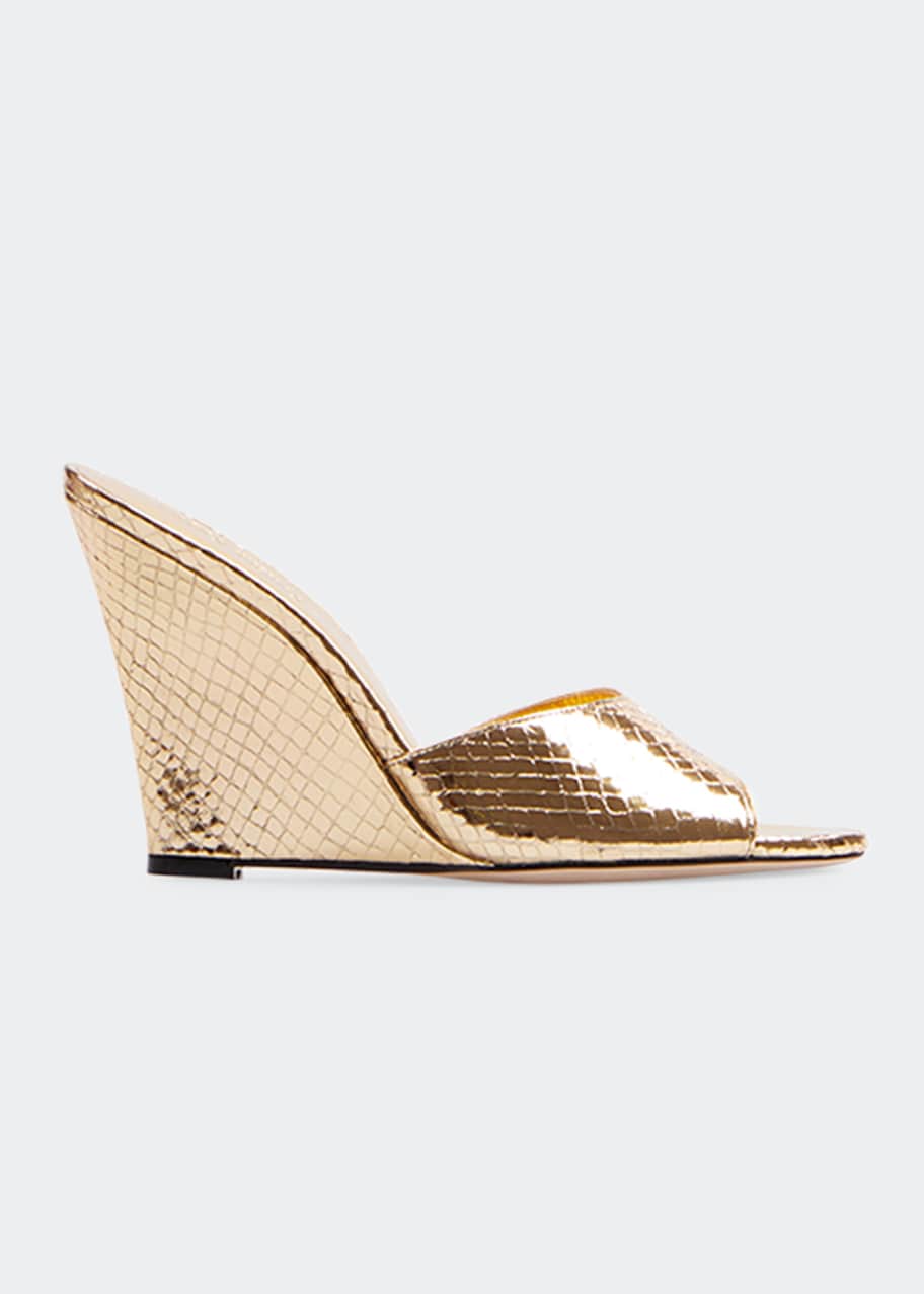 Paris Texas Wanda Embossed Metallic Wedge Sandals - Bergdorf