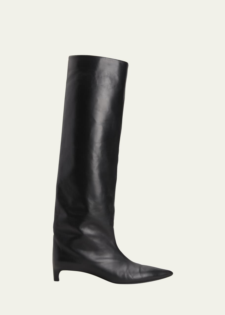 Jil Sander Calfskin Kitten-Heel Knee Boots - Bergdorf Goodman