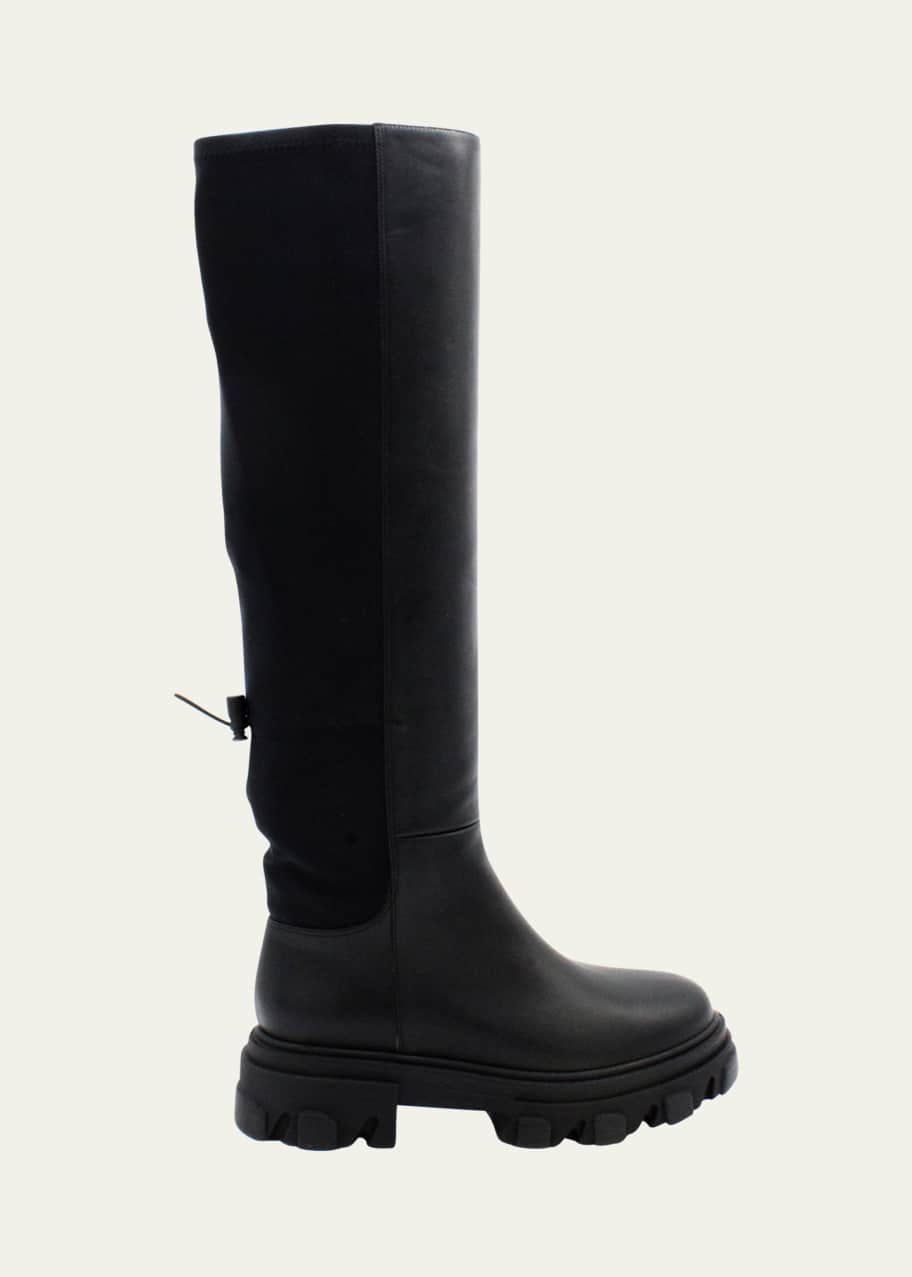 GIABORGHINI Tubular Leather Lug-Sole Knee Boots - Bergdorf Goodman