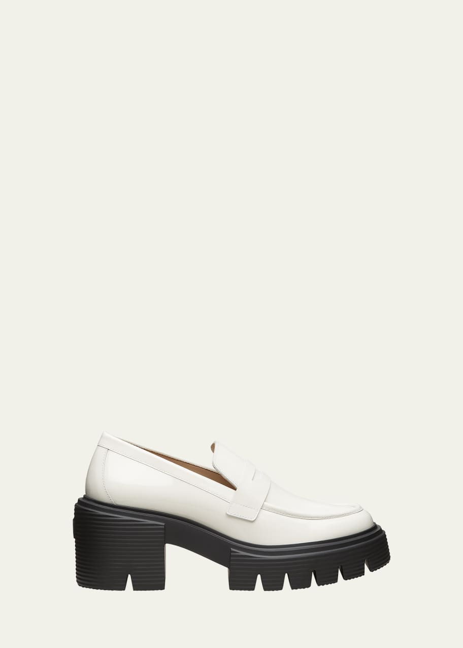 Image 1 of 1: Soho Patent Lug-Sole Penny Loafers