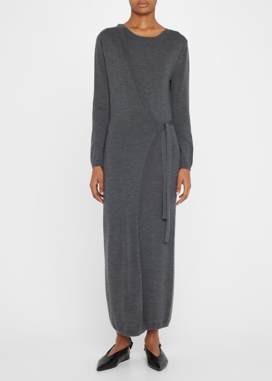 Toteme Merino Wool Knitted Wrap Midi Dress - Bergdorf Goodman