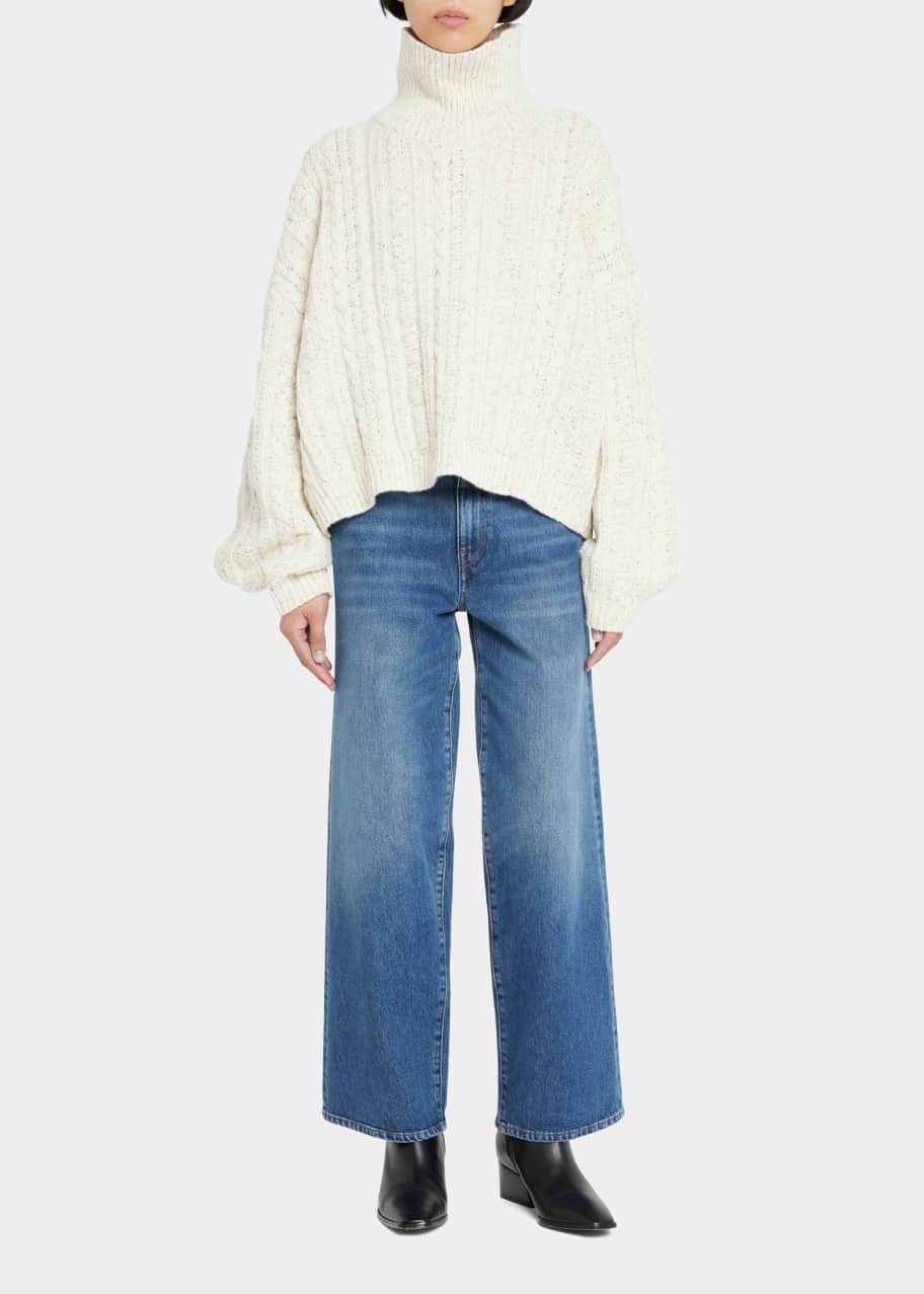 Toteme Cable Knit Wool Turtleneck - Bergdorf Goodman