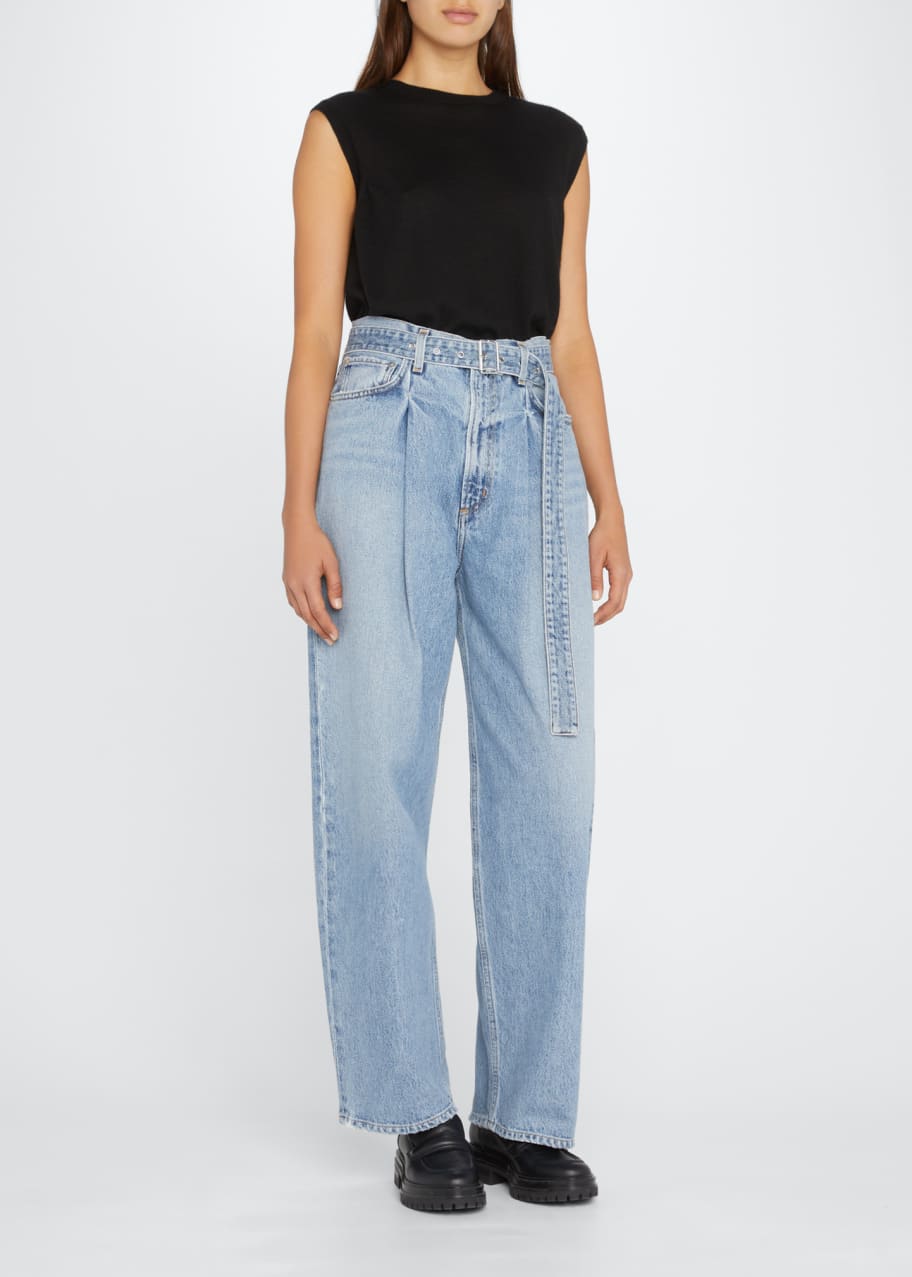 AGOLDE Belted Baggy Pleated Wide-Leg Jeans - Bergdorf Goodman