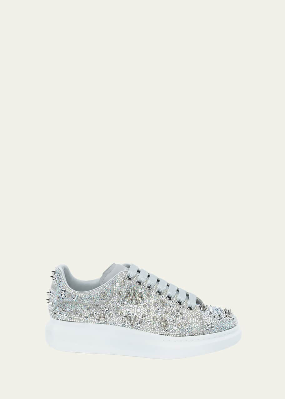 Alexander McQueen Oversized White And Silver Glitter Sneakers New