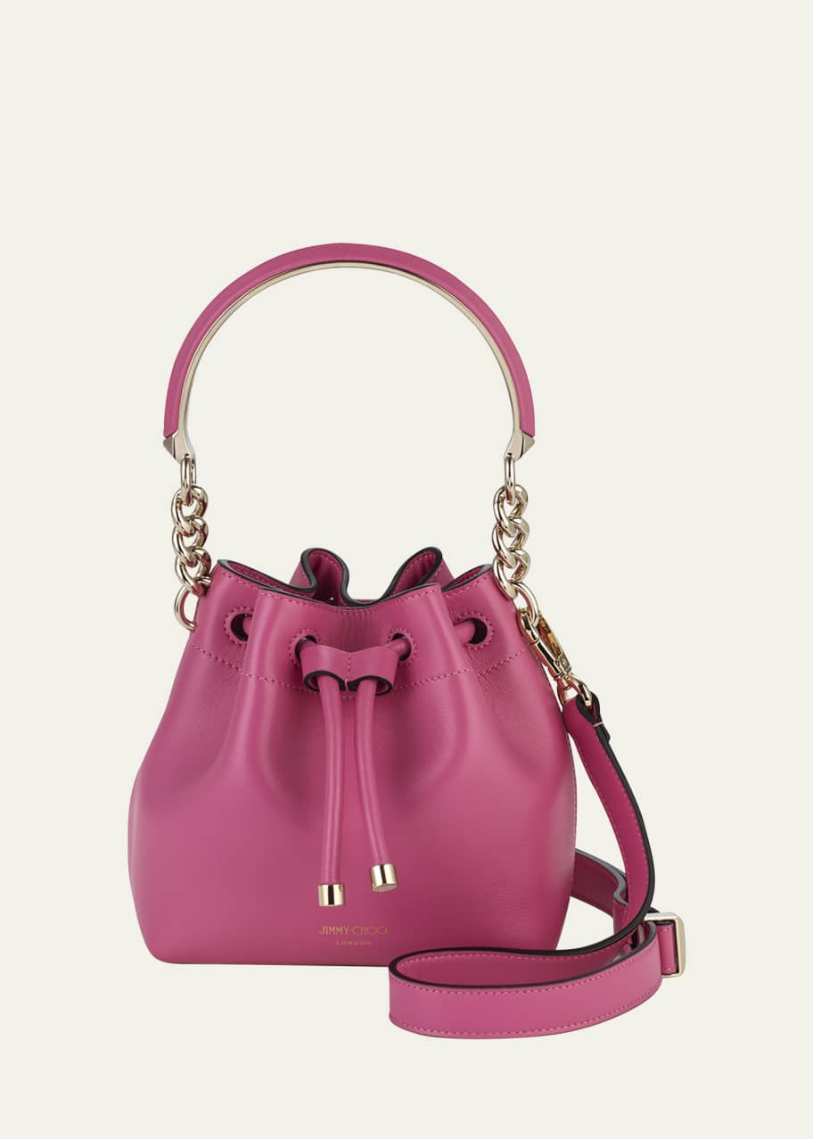 【Jimmy Choo】Bon Bon SOFT SHINY CALF バケットバッグ Bon Bon Bucket | Smoky Blue Soft Shiny Smooth Calf Leather